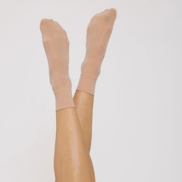 BNIB Sheer socks two pairs Nude Cream Organic, Re-tights organic basics o/s - Picture 2 of 9